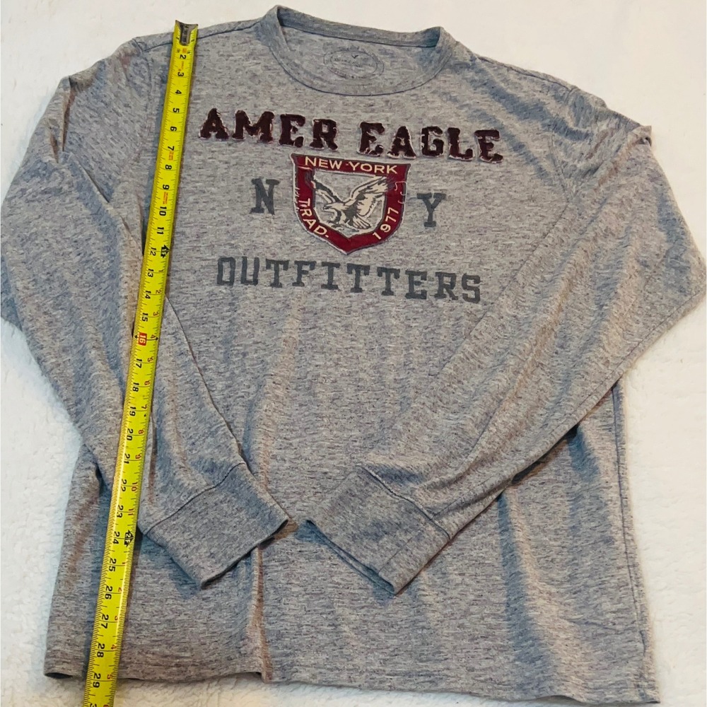 American Eagle Outfitters Mens Athletic Fit Graphic Long Sleeve Tee Gray Large - Picture 3 of 6